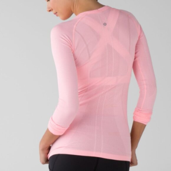 NWT Lululemon Swiftly Tech Long Sleeve Crew Size 16 Heathered Bleached Coral Run - Picture 3 of 13